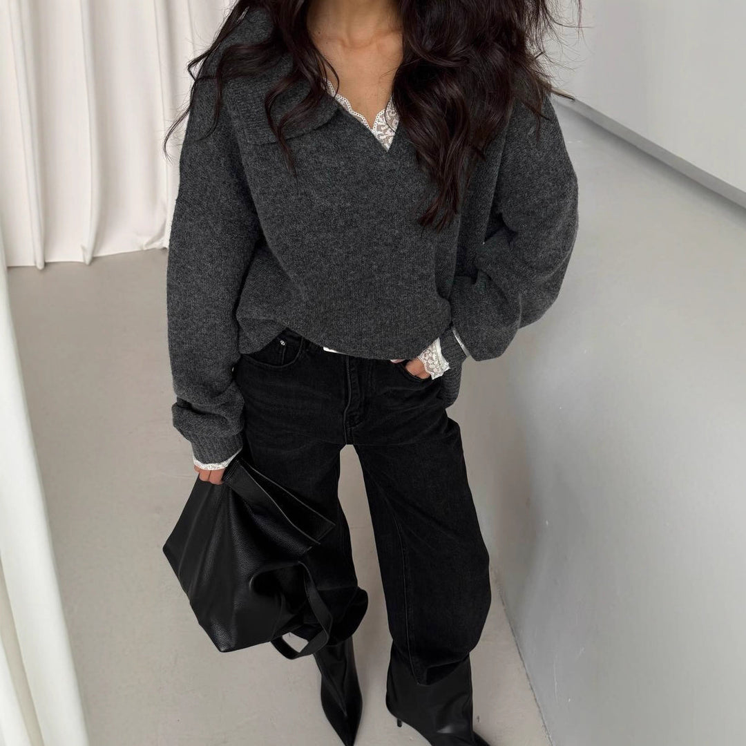 Damernas avslappnade oversized tröja med krage Mirla-Eva Jonsson