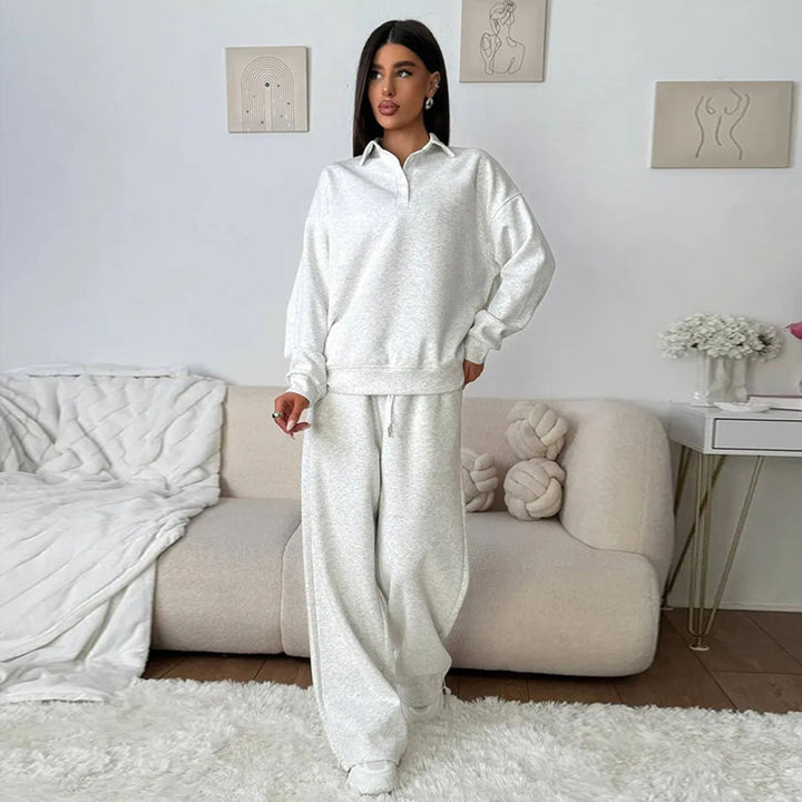 Damernas avslappnade polo och vida byxor set Eva Jonsson-Eva Jonsson