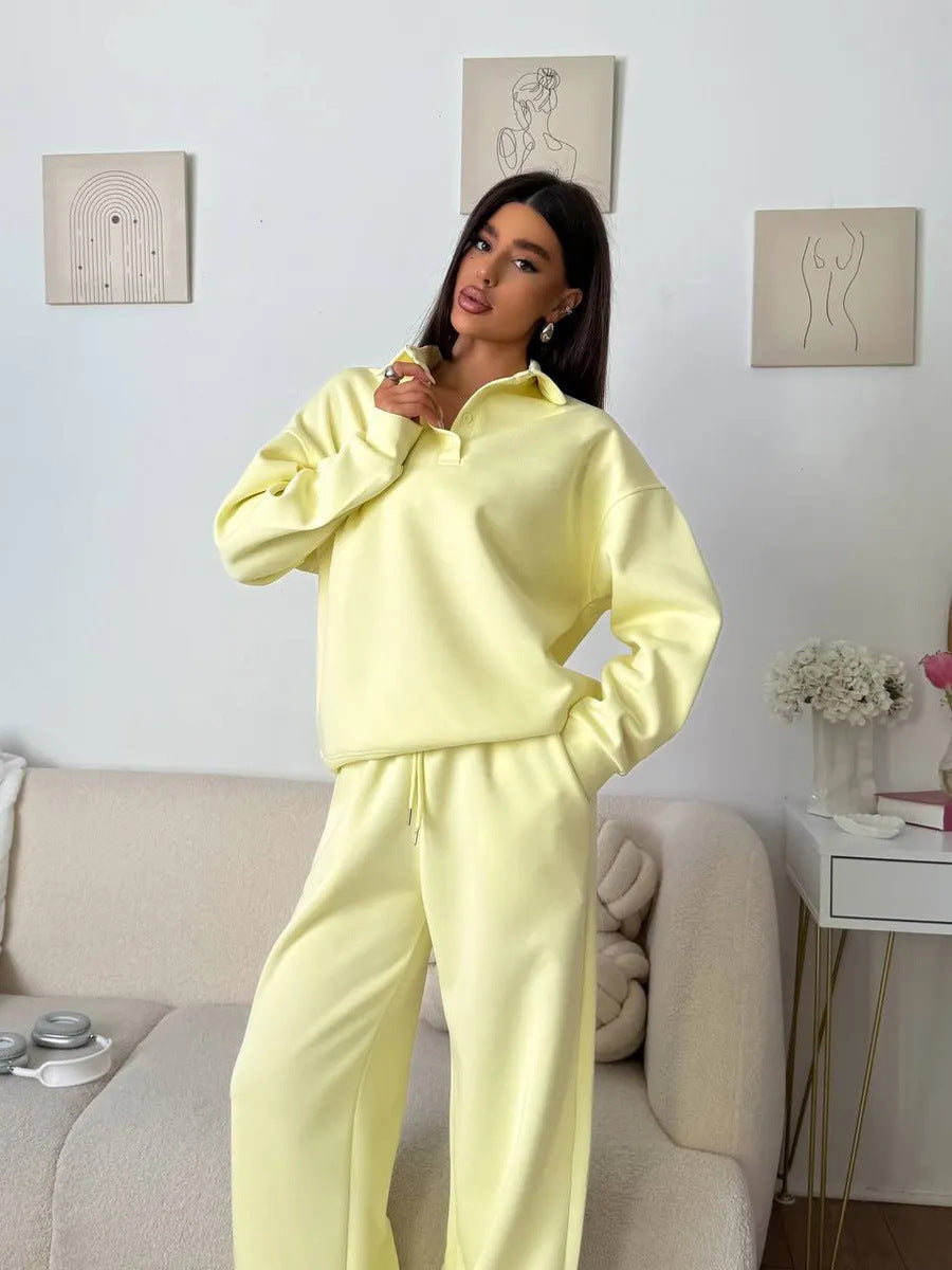 Damernas avslappnade polo och vida byxor set Eva Jonsson-Eva Jonsson