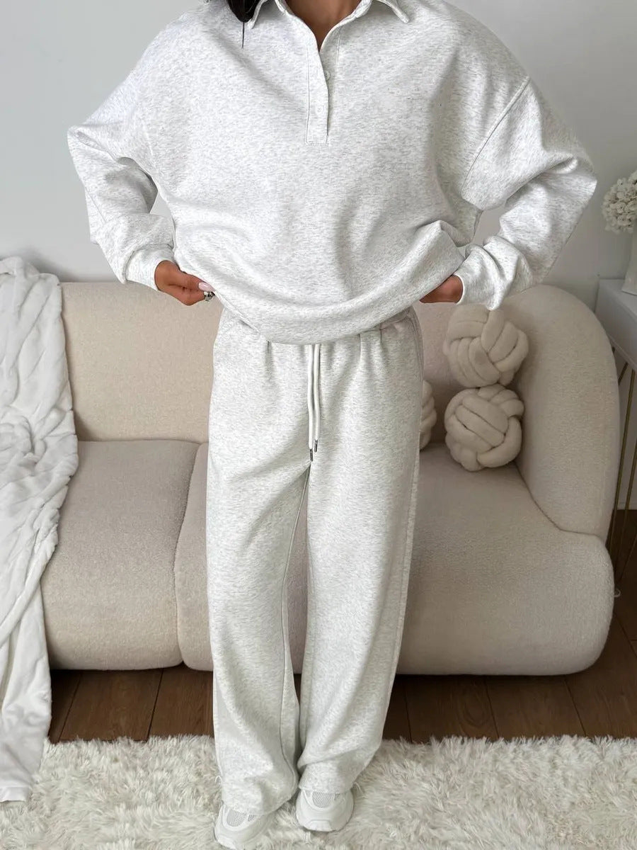 Damernas avslappnade polo och vida byxor set Eva Jonsson-Eva Jonsson