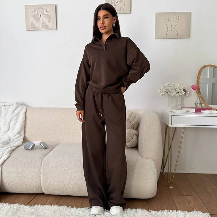 Damernas avslappnade polo och vida byxor set Eva Jonsson-Eva Jonsson