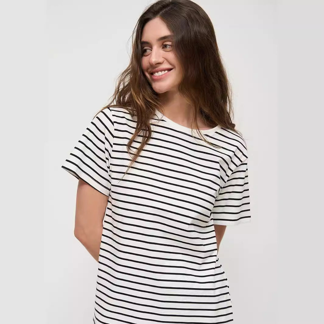 Damernas avslappnade randiga T-shirt Mirla-Eva Jonsson