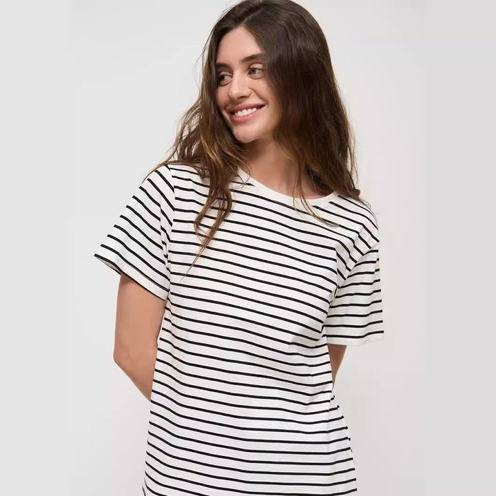 Damernas avslappnade randiga T-shirt Mirla-Eva Jonsson