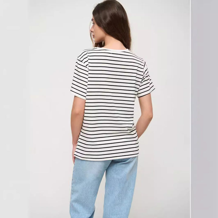 Damernas avslappnade randiga T-shirt Mirla-Eva Jonsson