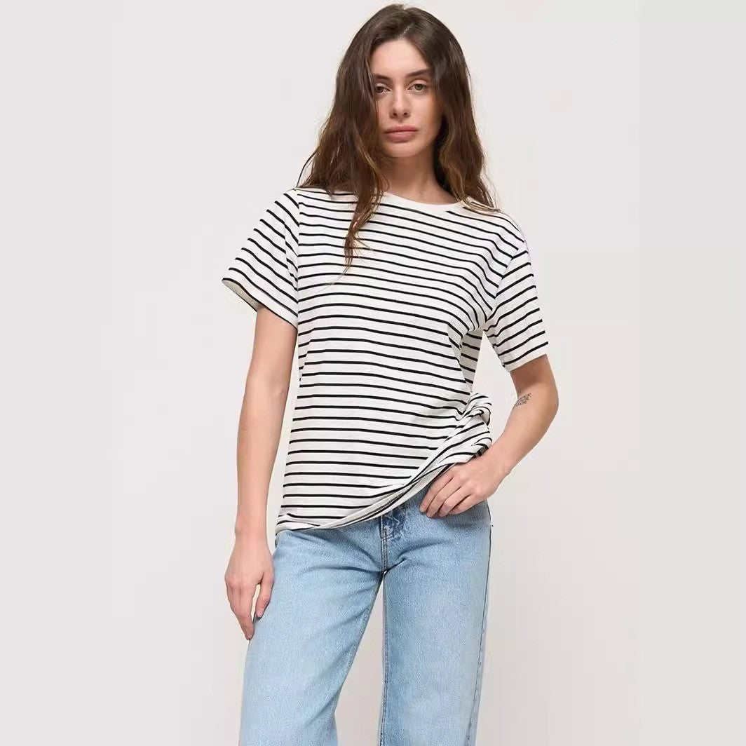 Damernas avslappnade randiga T-shirt Mirla-Eva Jonsson