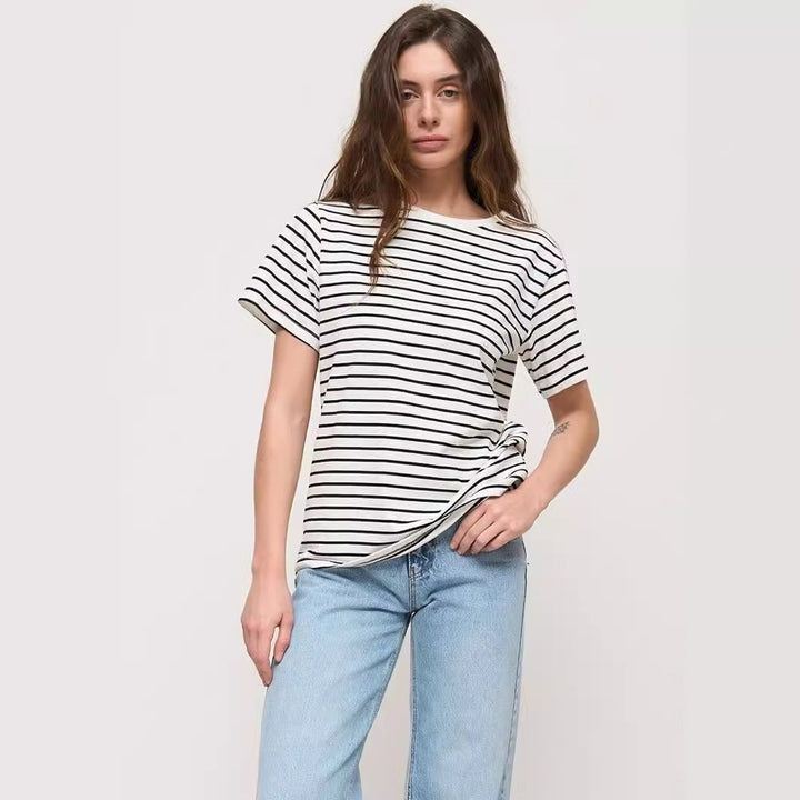 Damernas avslappnade randiga T-shirt Mirla-Eva Jonsson