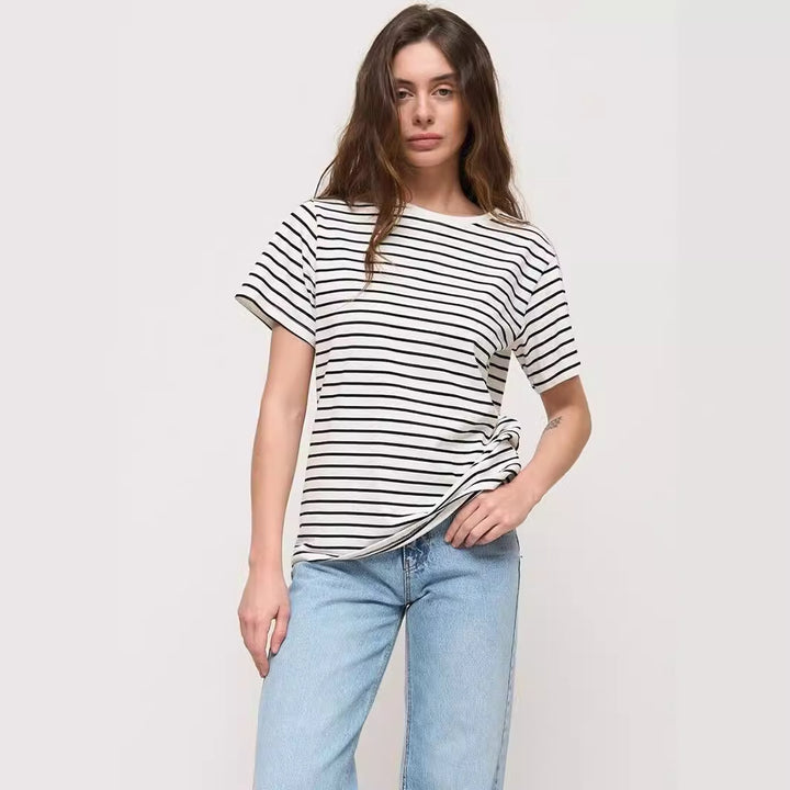Damernas avslappnade randiga T-shirt Mirla-Eva Jonsson