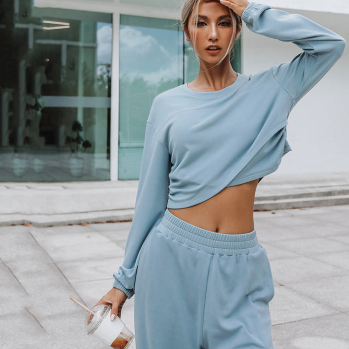 Damernas avslappnade set av croppad topp och vid byxa Eva Jonsson-Eva Jonsson