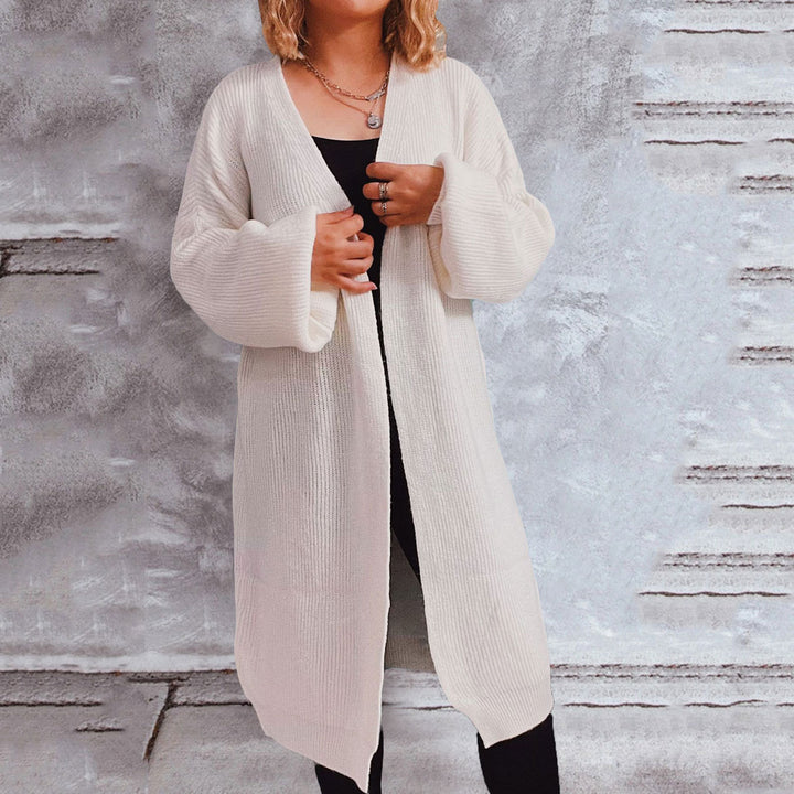 Damernas avslappnade stickad cardigan med avslappnade oversizeärmar och öppen passform Mirla-Eva Jonsson