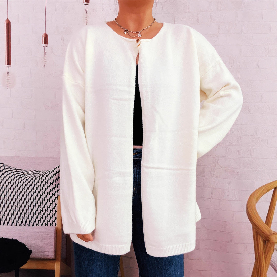 Damernas avslappnade stickad cardigan med öppen skärning och mjuka material Mirla-Eva Jonsson