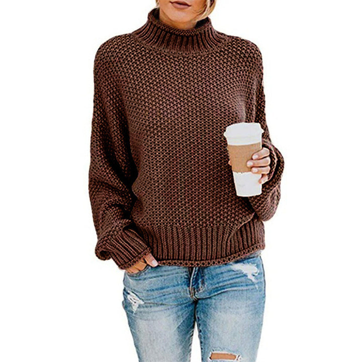 Damernas avslappnade stickad tröja med hög krage och strukturerad yta Mirla-Eva Jonsson