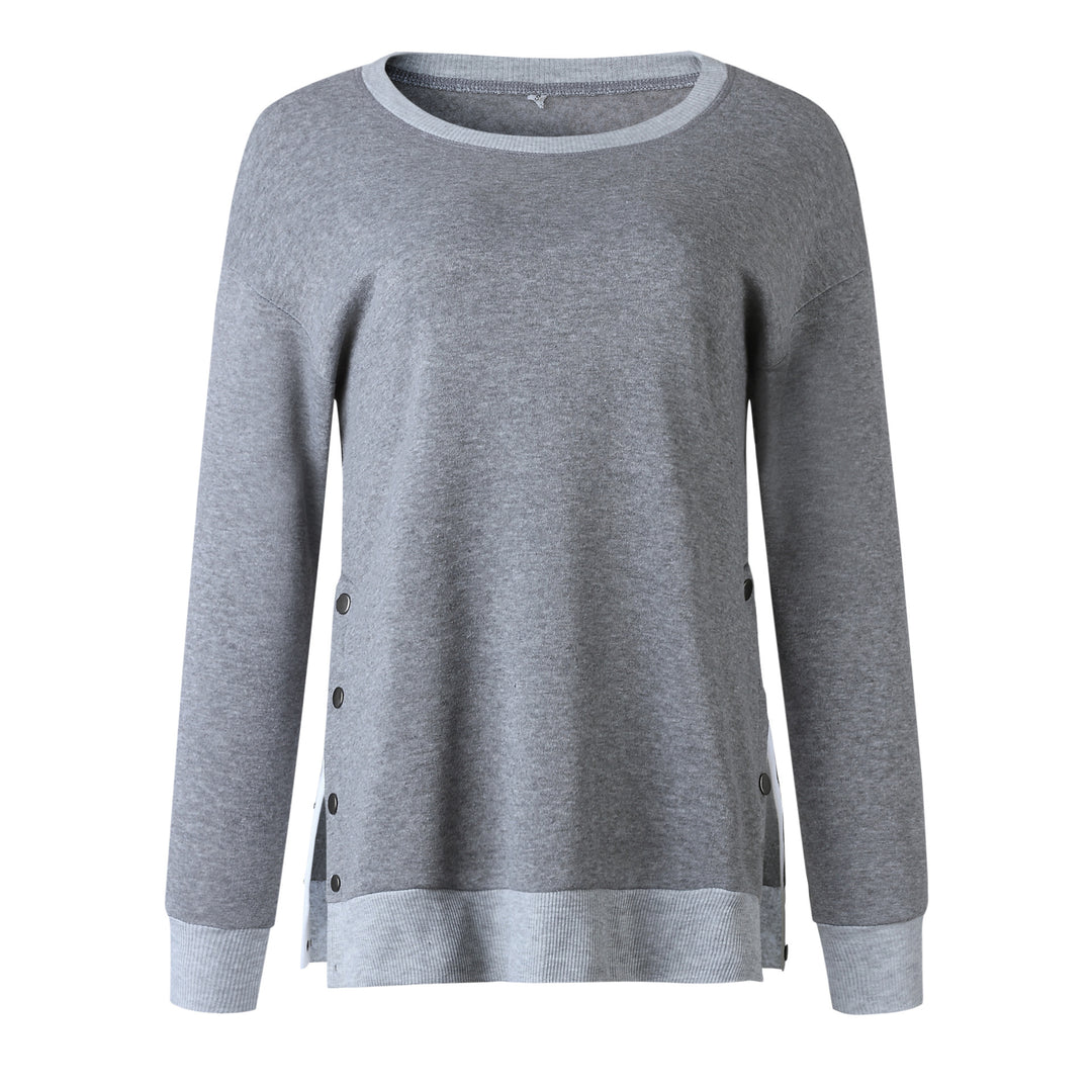 Damernas avslappnade sweatpullover med sidoknappar Mirla-Eva Jonsson