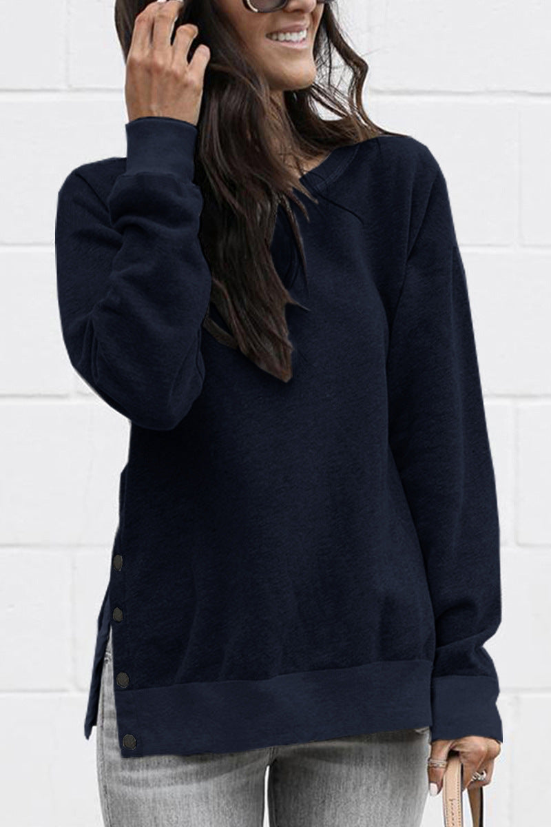 Damernas avslappnade sweatpullover med sidoknappar Mirla-Eva Jonsson