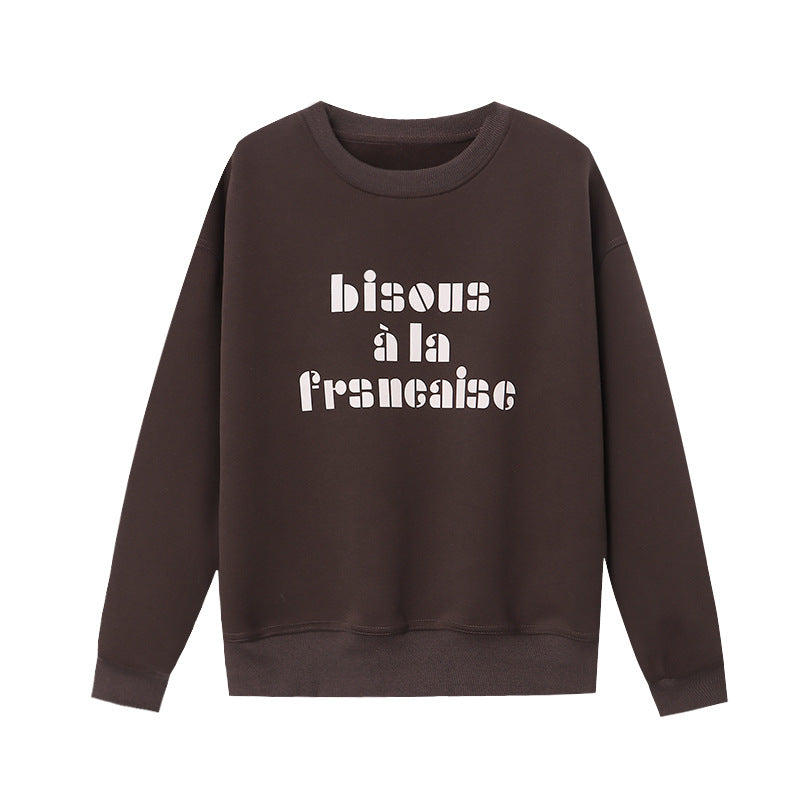 Damernas avslappnade sweatshirt med kreativ text Mirla-Eva Jonsson