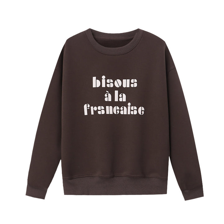 Damernas avslappnade sweatshirt med kreativ text Mirla-Eva Jonsson