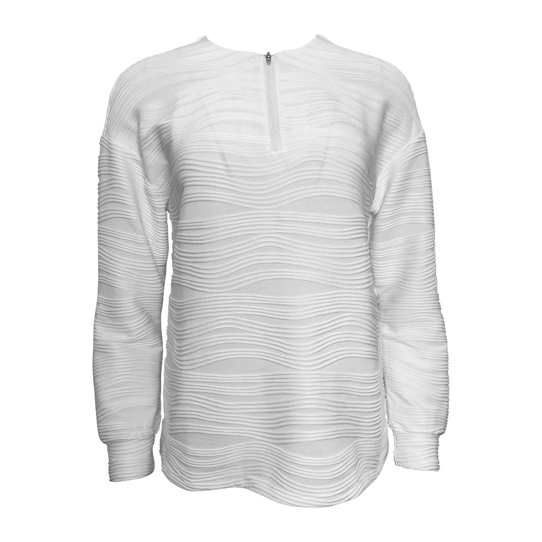 Damernas avslappnade sweatshirt med strukturerad design och dragkedja Mirla-Eva Jonsson