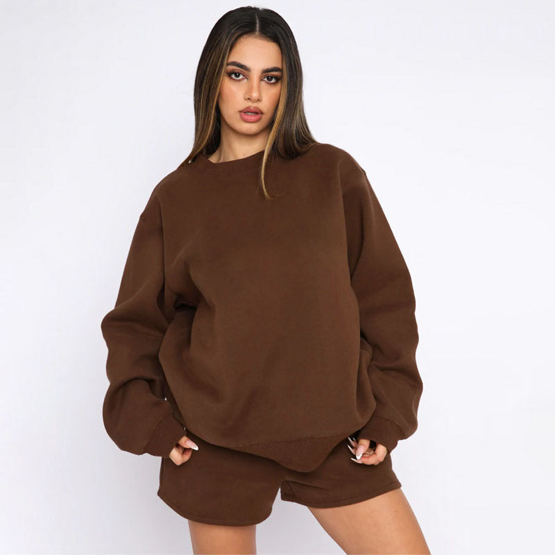 Damernas avslappnade sweatshirt och shorts set i mjuk bomullsblandning Mirla-Eva Jonsson