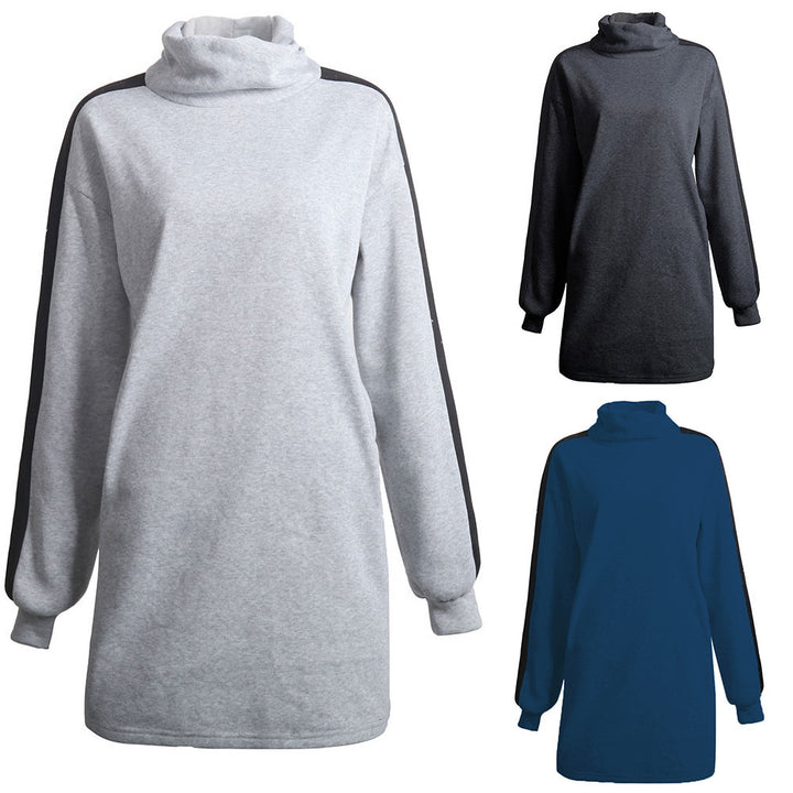 Damernas avslappnade sweatshirtklänning med hög krage och sidoinlägg Eva Jonsson-Eva Jonsson