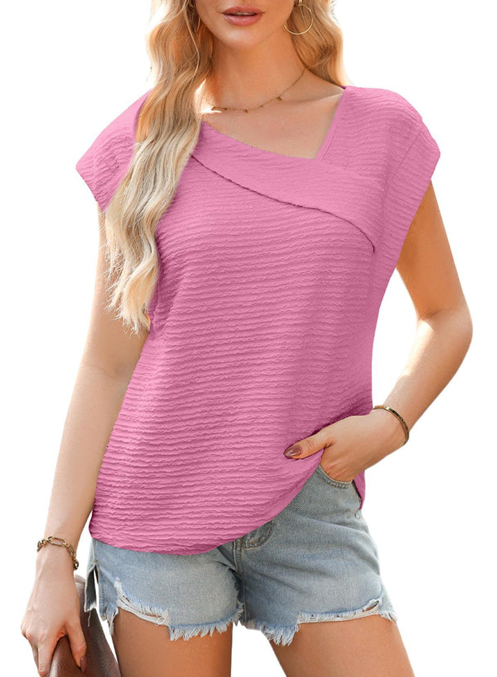 Damernas avslappnade topp med asymmetrisk halsringning och strukturerat tyg Eva Jonsson-Eva Jonsson