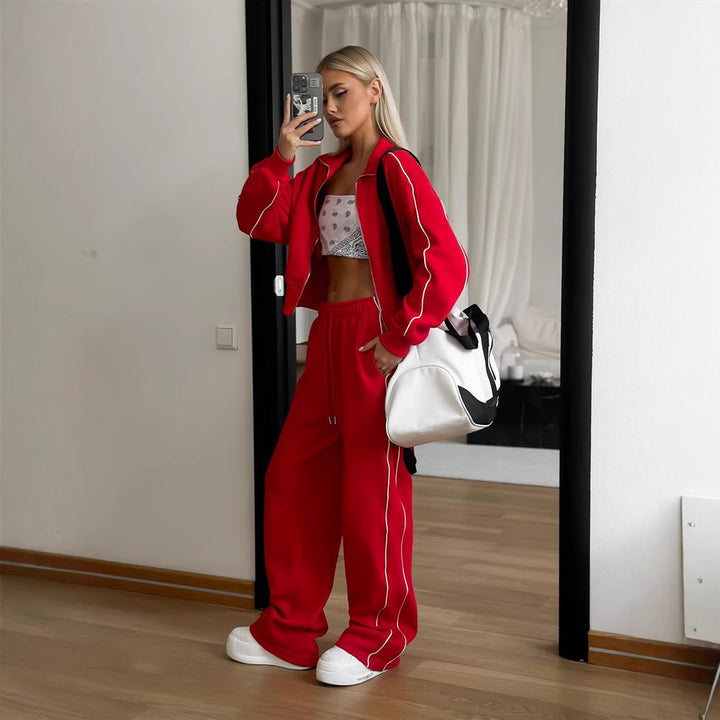 Damernas avslappnade träningsdräkt med kontrasterande dragkedja och elastiska manschetter Eva Jonsson-Eva Jonsson