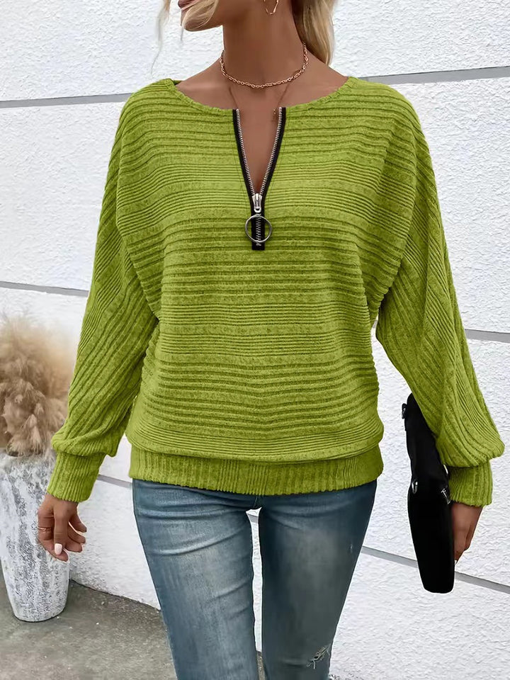Damernas avslappnade tröja med dragkedja och struktur Mirla-Eva Jonsson