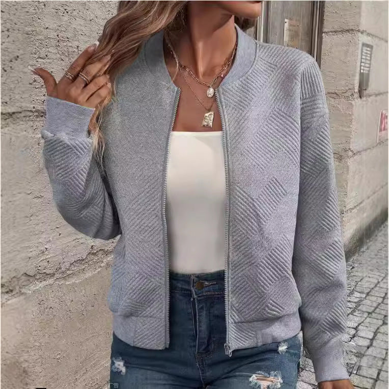 Damernas avslappnade zip-jacka med strukturerad design Eva Jonsson-Eva Jonsson
