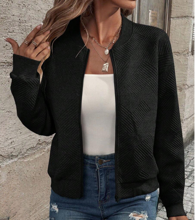 Damernas avslappnade zip-jacka med strukturerad design Eva Jonsson-Eva Jonsson