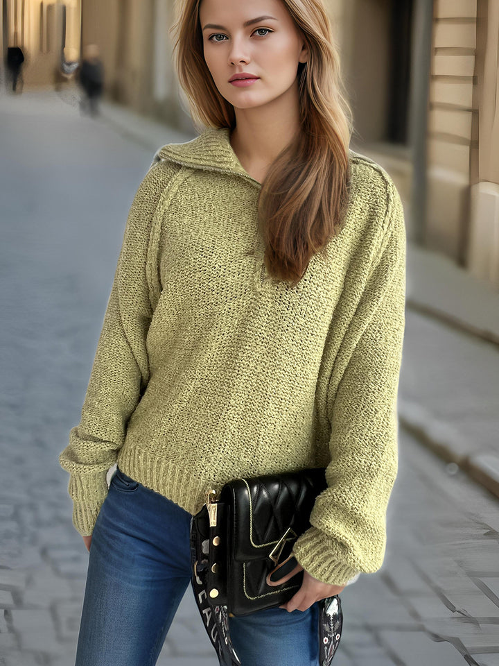 Damernas avslappnade zip-tröja med oversized skärning och hög krage Eva Jonsson-Eva Jonsson