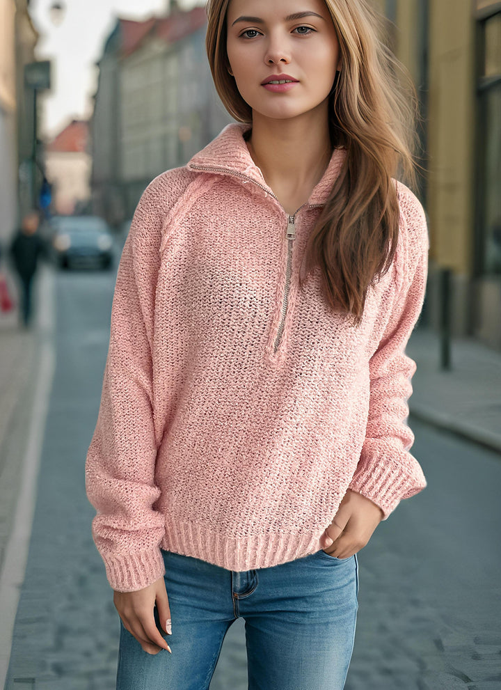Damernas avslappnade zip-tröja med oversized skärning och hög krage Eva Jonsson-Eva Jonsson
