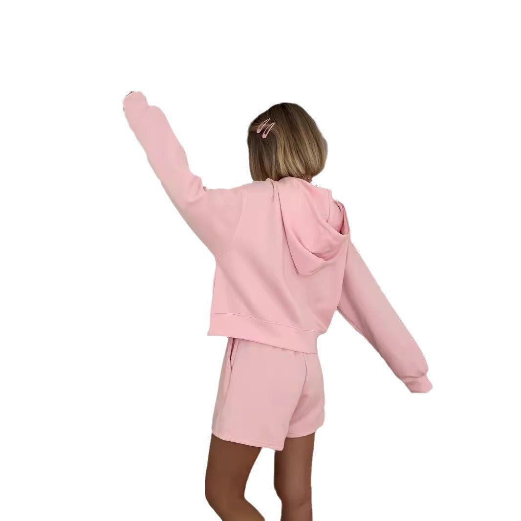 Damernas avslappnande zip-hoodie och shorts set Eva Jonsson-Eva Jonsson