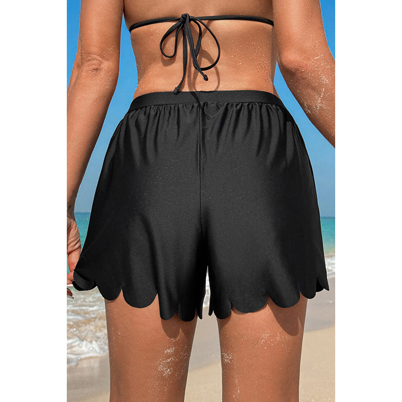 Damernas badshorts med dekorativt vågkant och justerbar midja Mirla-Eva Jonsson