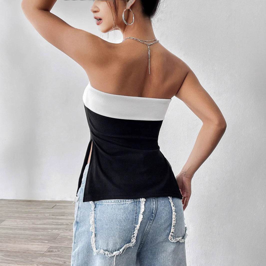 Damernas bandeau-top med elegant färgblockdesign Mirla-Eva Jonsson
