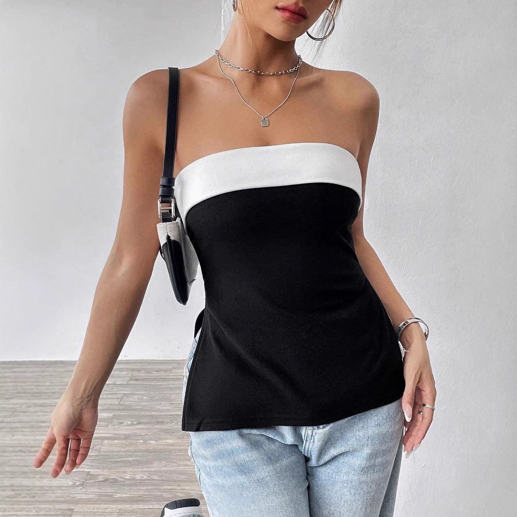 Damernas bandeau-top med elegant färgblockdesign Mirla-Eva Jonsson
