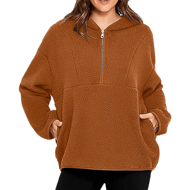 Damernas bekväma fleece-tröja med känguruficka Mirla-Eva Jonsson