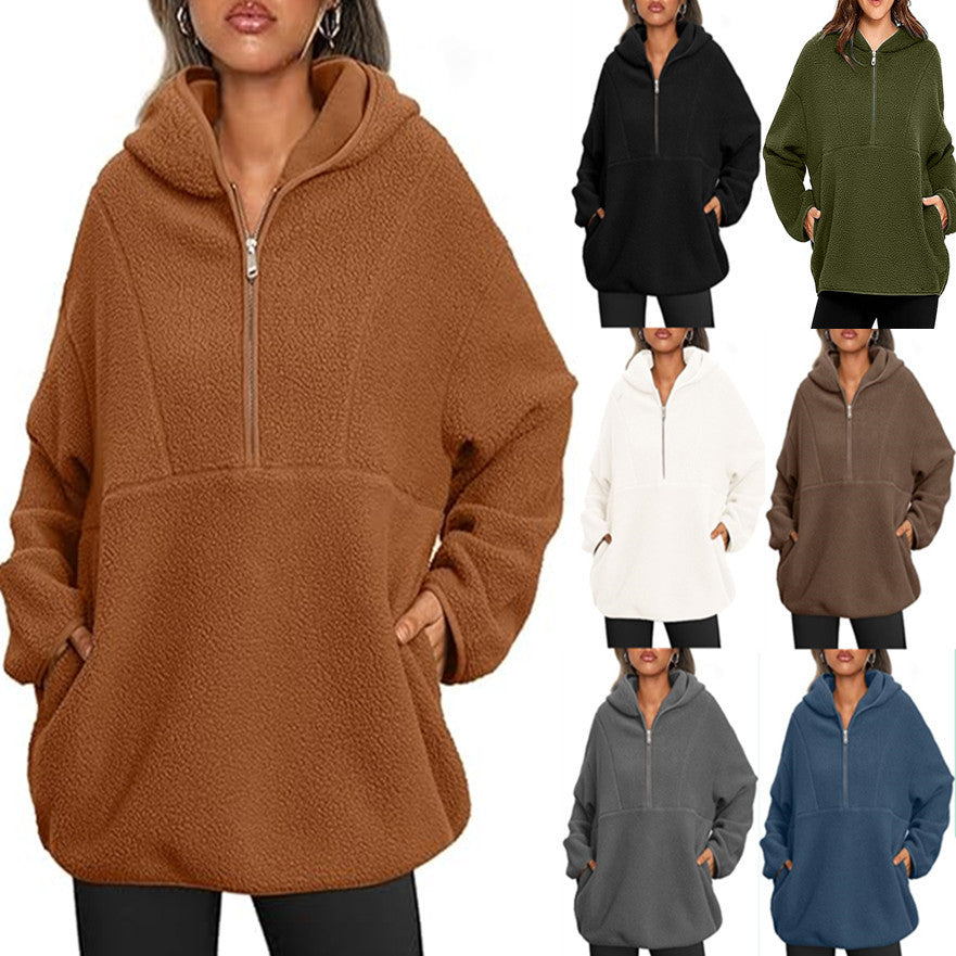 Damernas bekväma fleece-tröja med känguruficka Mirla-Eva Jonsson
