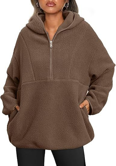 Damernas bekväma fleece-tröja med känguruficka Mirla-Eva Jonsson