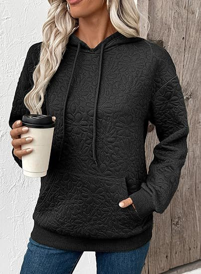 Damernas bekväma hoodie med blommönster Mirla-Eva Jonsson