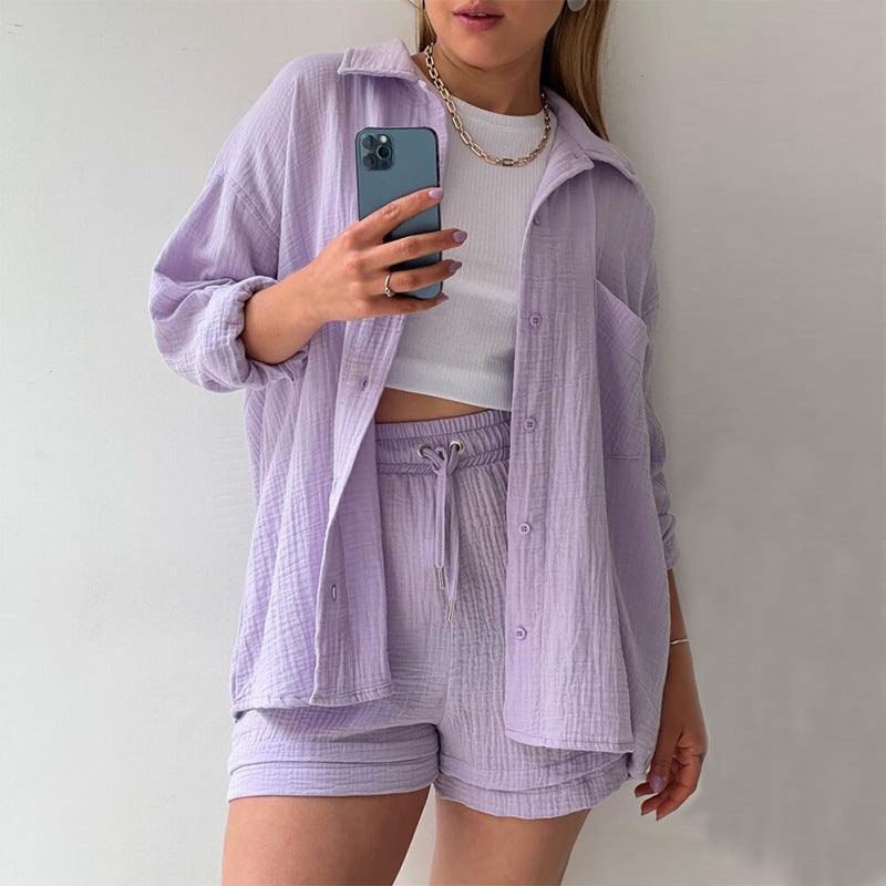 Damernas bekväma kortärmad skjorta med matchande shorts Eva Jonsson-Eva Jonsson