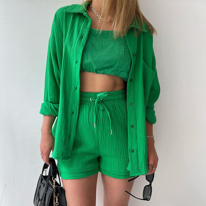 Damernas bekväma kortärmad skjorta med matchande shorts Eva Jonsson-Eva Jonsson