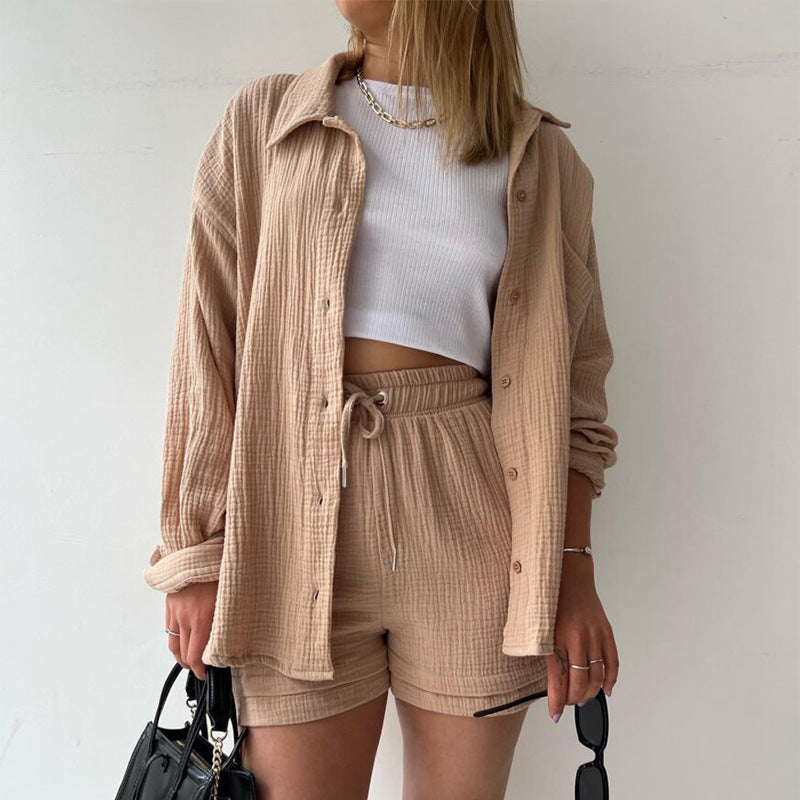 Damernas bekväma kortärmad skjorta med matchande shorts Eva Jonsson-Eva Jonsson