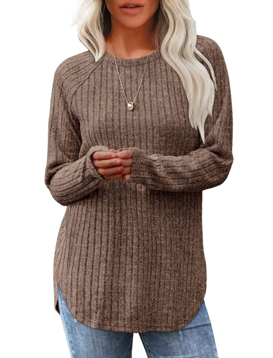 Damernas bekväma och avslappnade långärmad stickad tröja Eva Jonsson-Eva Jonsson