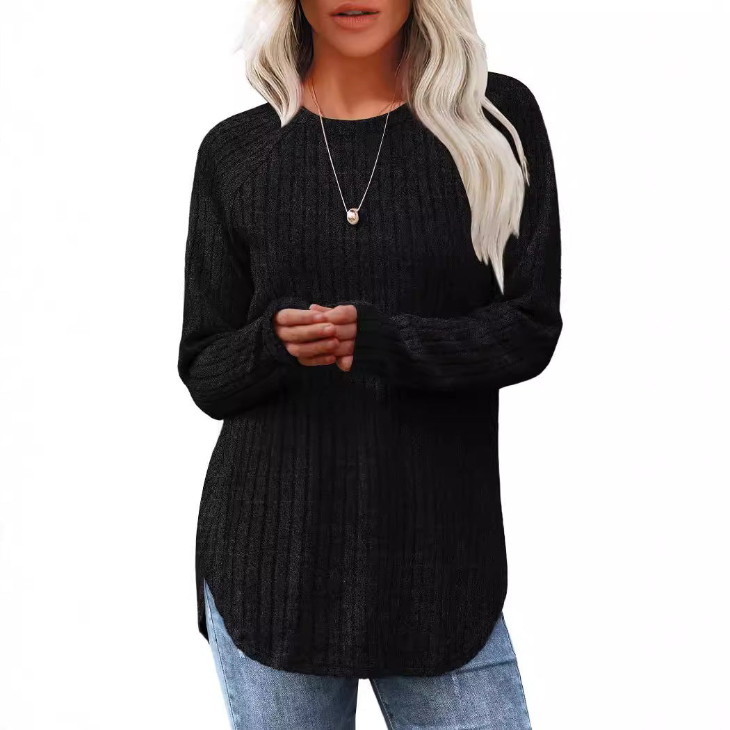 Damernas bekväma och avslappnade långärmad stickad tröja Eva Jonsson-Eva Jonsson