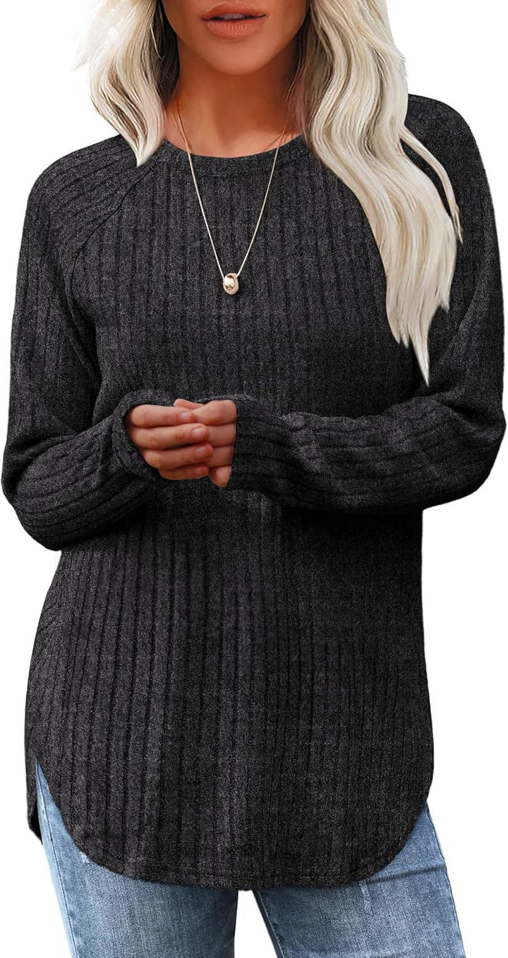Damernas bekväma och avslappnade långärmad stickad tröja Eva Jonsson-Eva Jonsson