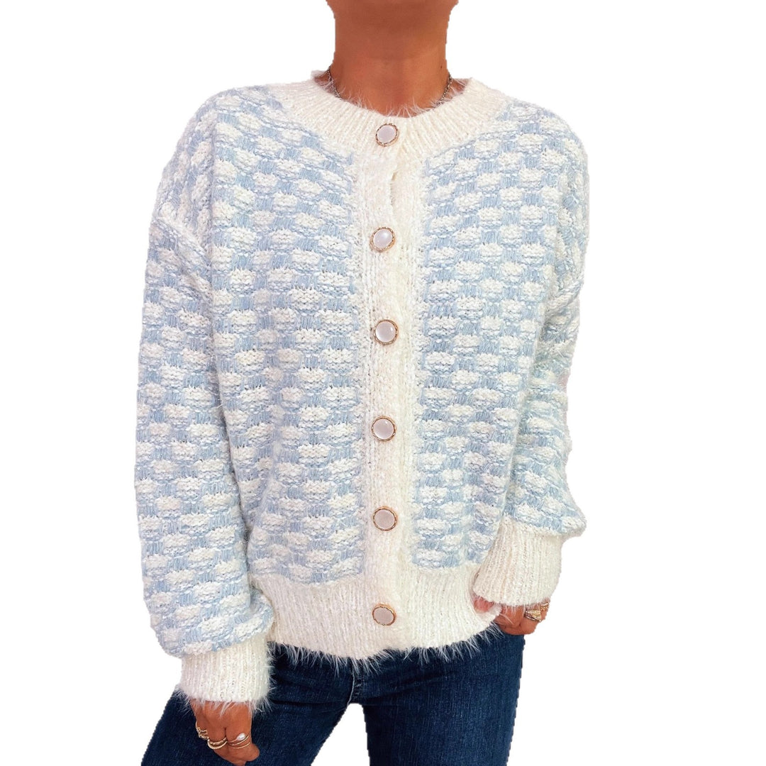 Damernas bekväma stickad cardigan med dekorativ knappdesign Eva Jonsson-Eva Jonsson