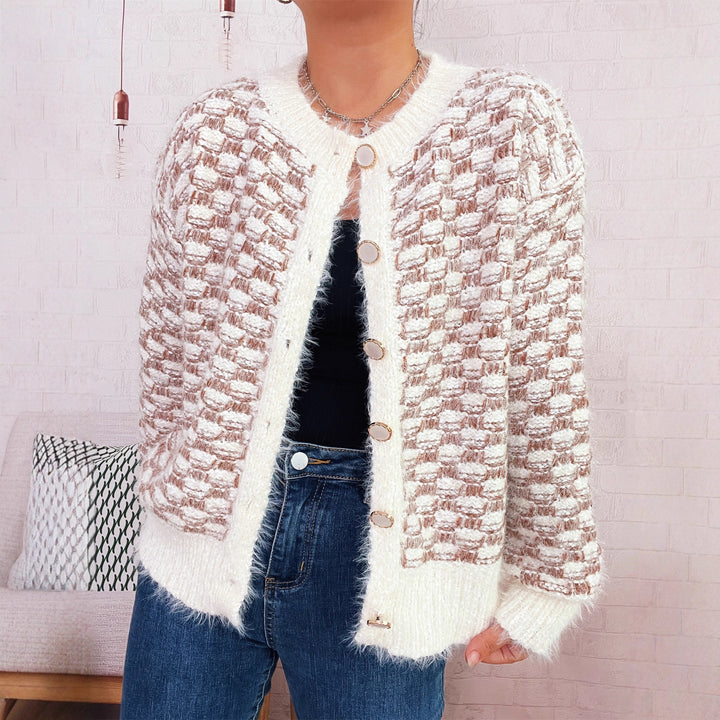 Damernas bekväma stickad cardigan med dekorativ knappdesign Eva Jonsson-Eva Jonsson