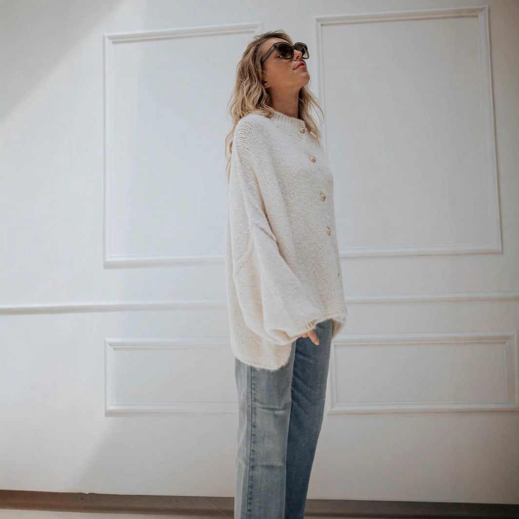 Damernas bekväma stickad cardigan med knapplist Mirla-Eva Jonsson