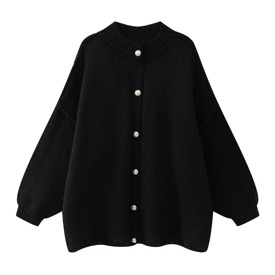 Damernas bekväma stickad cardigan med knapplist Mirla-Eva Jonsson