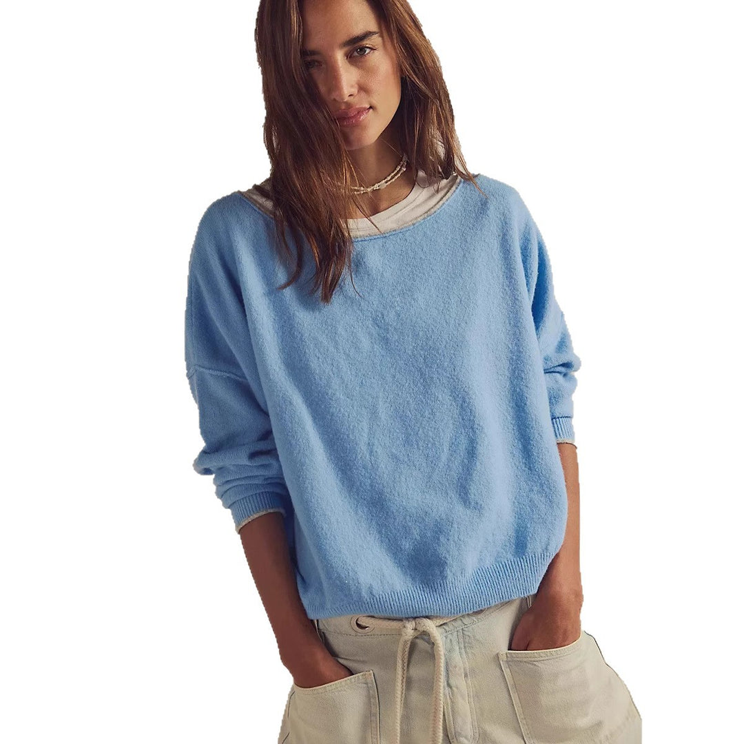 Damernas bekväma sweatshirt med lös passform och elegant ribbstruktur Mirla-Eva Jonsson