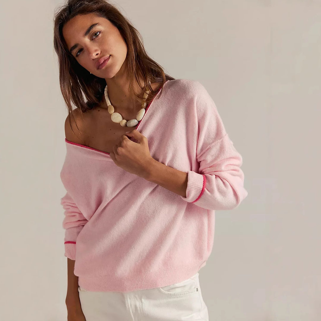 Damernas bekväma sweatshirt med lös passform och elegant ribbstruktur Mirla-Eva Jonsson