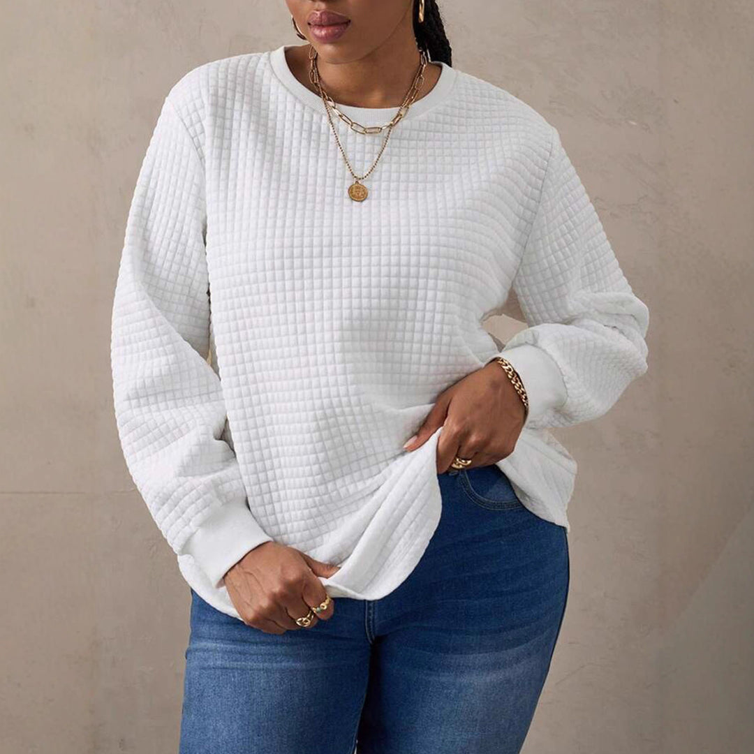 Damernas bekväma sweatshirt med strukturerat våffelmönster och generös passform Mirla-Eva Jonsson